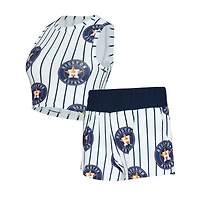 Women's Concepts Sport  White Houston Astros Pinstripe Record Tank & Short Set
