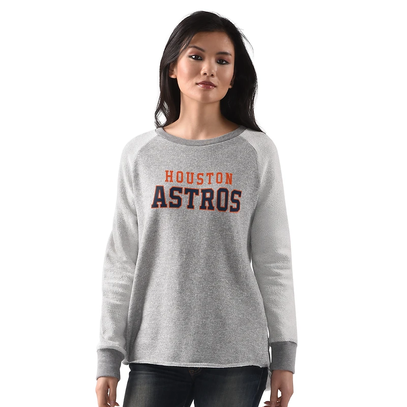 Women's G-III 4Her by Carl Banks  Heather Gray Houston Astros Gridiron Raglan Pullover Sweatshirt