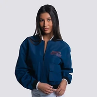 Veste courte zippée à motif cachemire Lusso bleu marine pour femme des Astros de Houston
