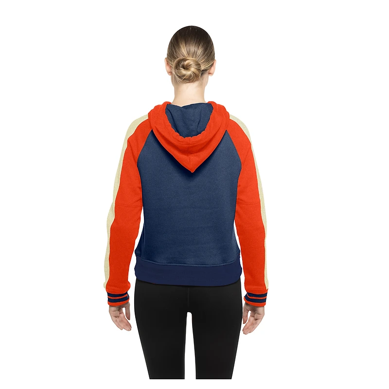 Sweat à capuche court manches raglan pour femme New Era bleu marine Houston Astros Cooperstown Collection