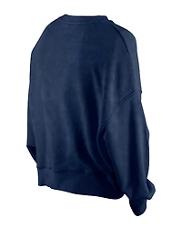 Women's New Era  Navy Houston Astros Throwback Boxy Enzyme Wash Fleece Cropped Pullover