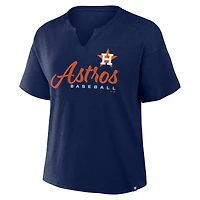 T-shirt à col cranté grande taille avec logo des Houston Astros, bleu marine, pour femme.