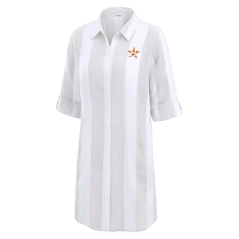 Haut de plage à boutons Tommy Bahama Khaki Houston Astros Rugby pour femme