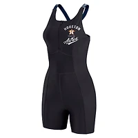 Women's WEAR by Erin Andrews  Black Houston Astros Bodycon Quarter-Zip Romper