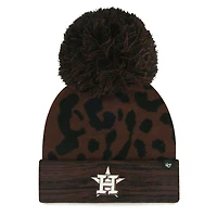 Bonnet tricoté à revers et pompon pour femme avec rosette des Astros de Houston '47 Brown
