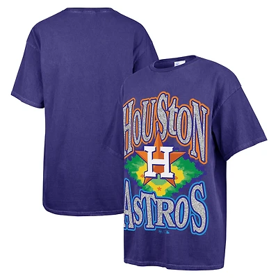 T-shirt petit ami avec lumières clignotantes des Astros de Houston '47 bleu marine pour femmes
