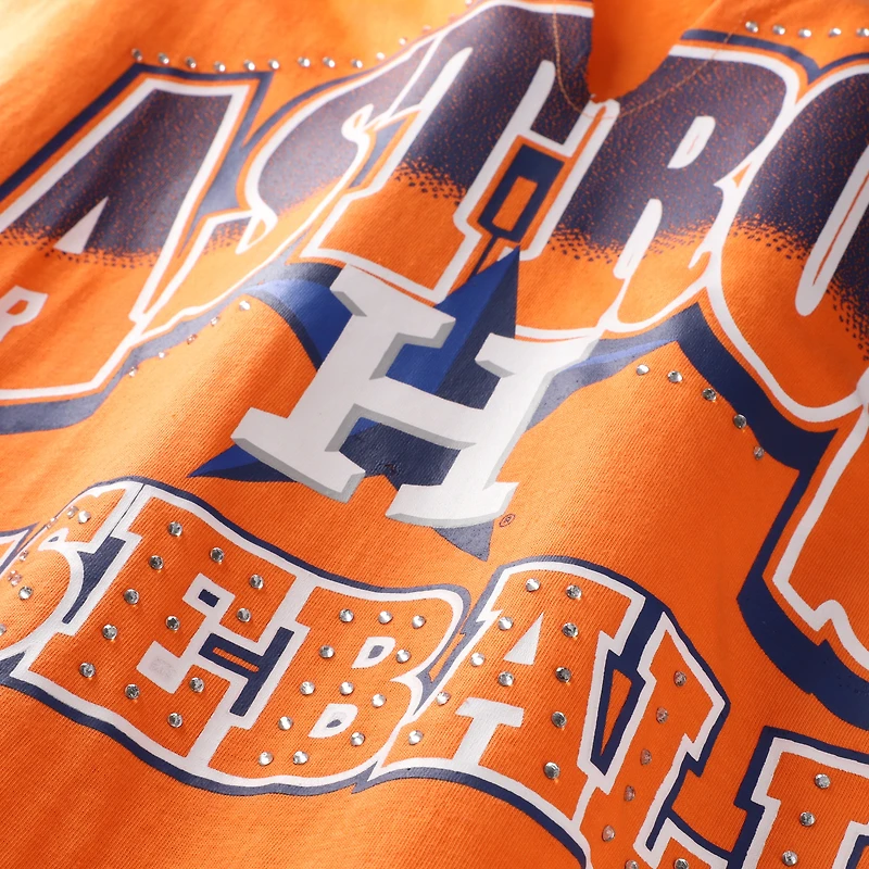 T-shirt oversize à col cranté pour femme, modèle '47 Orange Houston Astros, grande taille