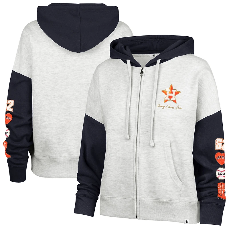 Sweat à capuche zippé pour femme '47 x Stoney Clover Lane, gris chiné/marine