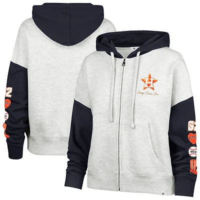 Women's '47 x Stoney Clover Lane Heather Gray/Navy Houston Astros Color Block Full-Zip Hoodie