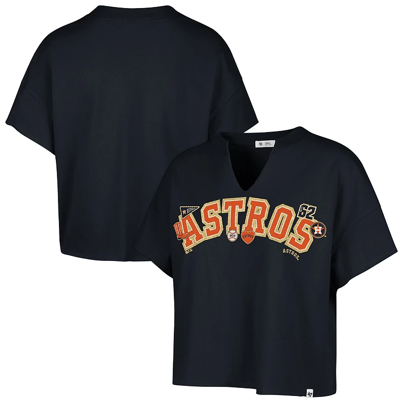 T-shirt oversize à col cranté bleu marine Houston Astros pour femme, '47 x Stoney Clover Lane