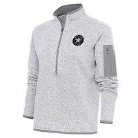 Women's Antigua  Heather Gray Houston Astros Brushed Metallic Fortune Half-Zip Pullover Jacket