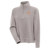 Women's Antigua  Oatmeal Houston Astros Portal Quarter-Zip Pullover Top