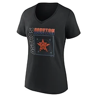 Women's Black Houston Astros Home Field Pop Personalized Name & Number V-Neck T-Shirt