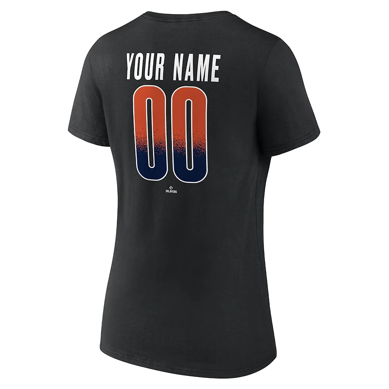 Women's Black Houston Astros Home Field Pop Personalized Name & Number V-Neck T-Shirt