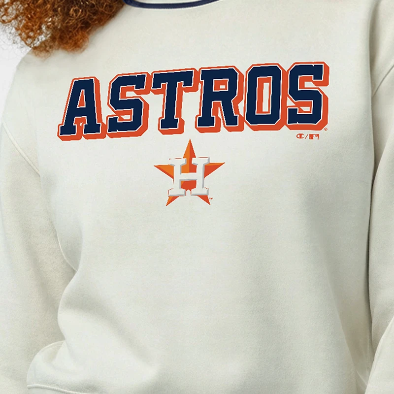 Women's Champion Cream Houston Astros Reverse Weave Sweatshirt