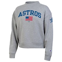 Women's Champion  Heather Gray Houston Astros Americana Triumph Fleece Tri-Blend Sweatshirt
