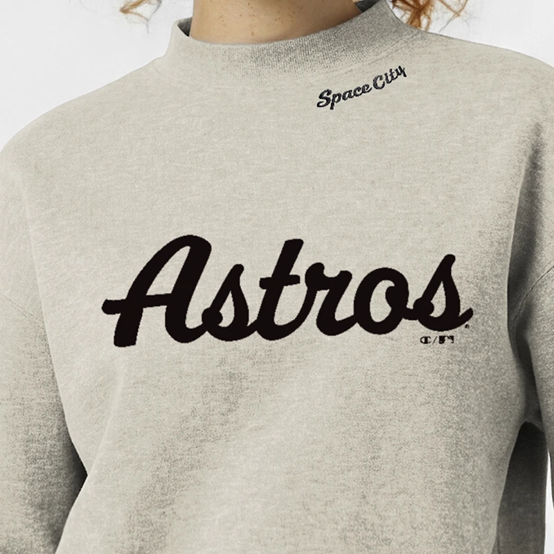 Women's Champion Stone Houston Astros Triumph Tri-Blend Sweatshirt