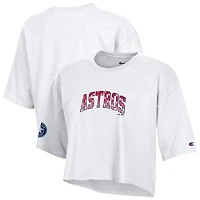 Women's Champion  White Houston Astros Boyfriend Cropped Americana T-Shirt