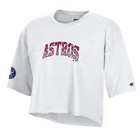 Women's Champion  White Houston Astros Boyfriend Cropped Americana T-Shirt