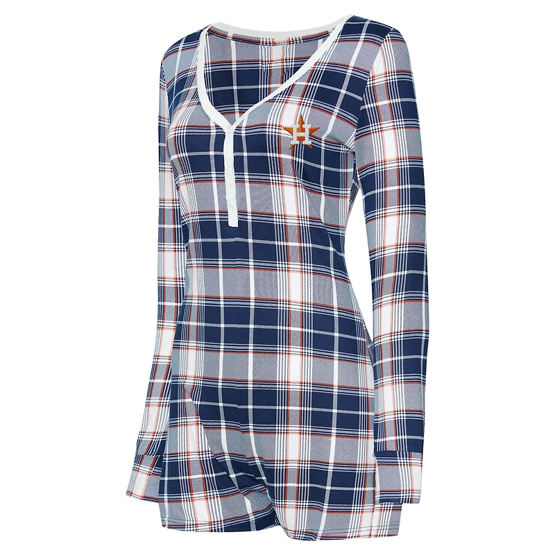 Women's Concepts Sport Navy Houston Astros Ashford Plaid V-Neck Knit Romper