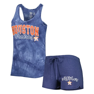 Ensemble de nuit débardeur et short à dos nageur Concepts Sport bleu marine Houston Astros pour femme