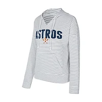Women's Concepts Sport White/Gray Houston Astros Liftoff Striped V-Neck Hoodie