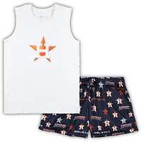 Women's Concepts Sport White/Navy Houston Astros Plus Tank Top & Shorts Sleep Set