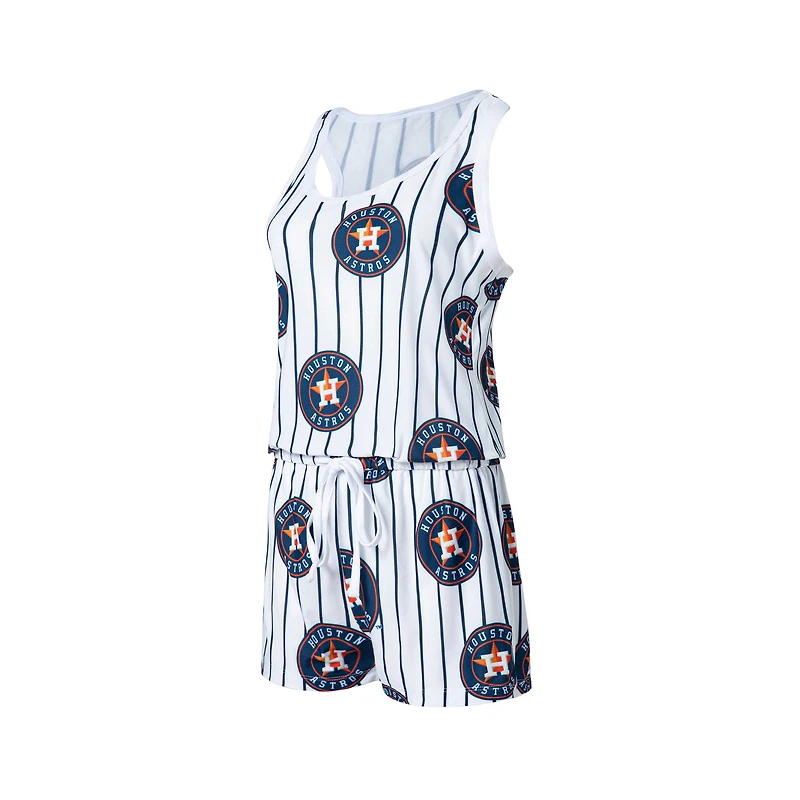 Concepts Sport - Combi-short en tricot à fines rayures Houston Astros Reel pour femme Blanc