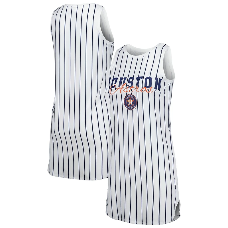 Women's Concepts Sport White Houston Astros Reel Pinstripe Knit Sleeveless Nightshirt