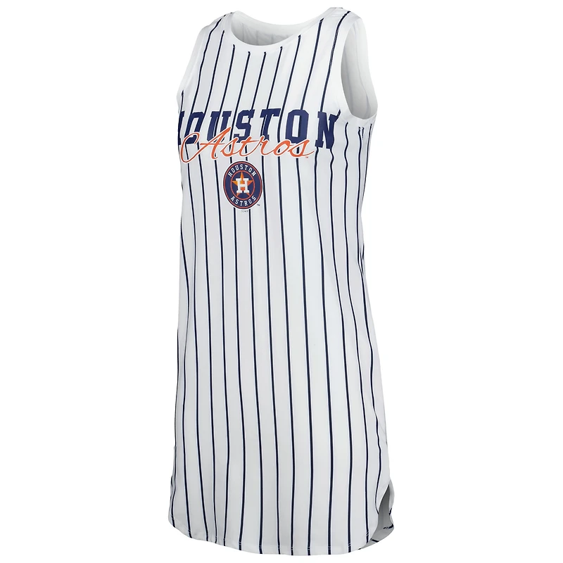 Women's Concepts Sport White Houston Astros Reel Pinstripe Knit Sleeveless Nightshirt