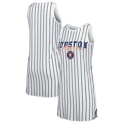Chemise de nuit sans manches en tricot à fines rayures Concepts Sport pour femme, blanc, Houston Astros Reel