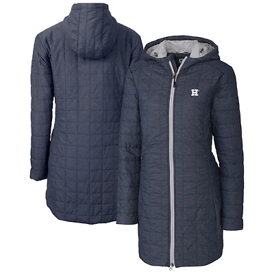 Manteau long à capuche et fermeture éclair intégrale Rainier Primaloft Eco pour femme, coupe-vent anthracite, Houston Astros