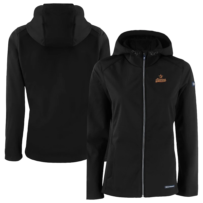 Veste zippée intégrale recyclée en softshell Evoke Eco pour femme, noire, des Astros de Houston, Cutter & Buck