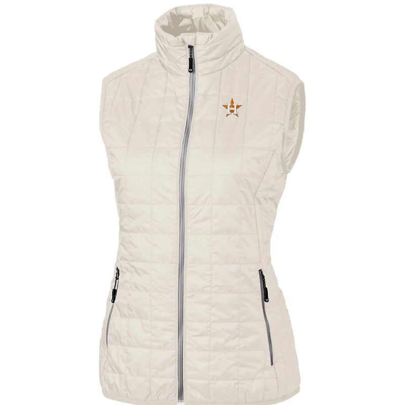 Women's Cutter & Buck Cream Houston Astros Rainier PrimaLoft Eco Full-Zip Puffer Vest