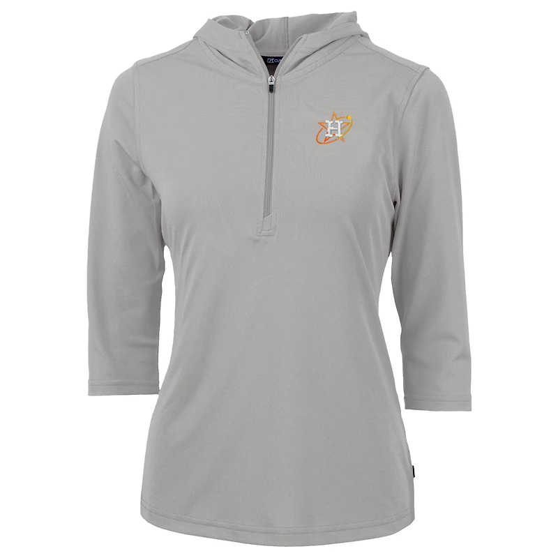 Women's Cutter & Buck Gray Houston Astros City Connect Virtue Eco Pique Recycled Half-Zip Pullover Hoodie
