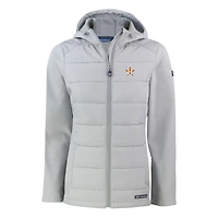 Veste à capuche entièrement zippée en tissu recyclé Evoke Hybrid Eco Softshell pour femme, gris, des Astros de Houston, Cutter & Buck