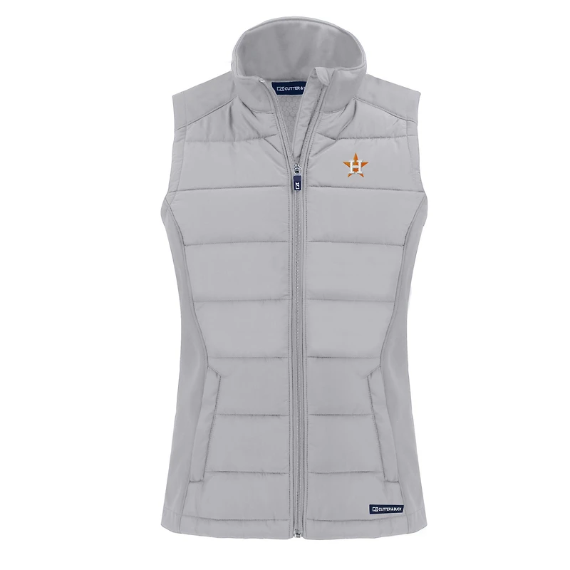 Women's Cutter & Buck Gray Houston Astros Evoke Hybrid Eco Softshell Recycled Full-Zip Vest