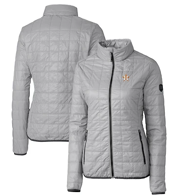 Doudoune zippée intégrale Rainier PrimaLoft Eco grise pour femme de Cutter & Buck, aux couleurs des Houston Astros.