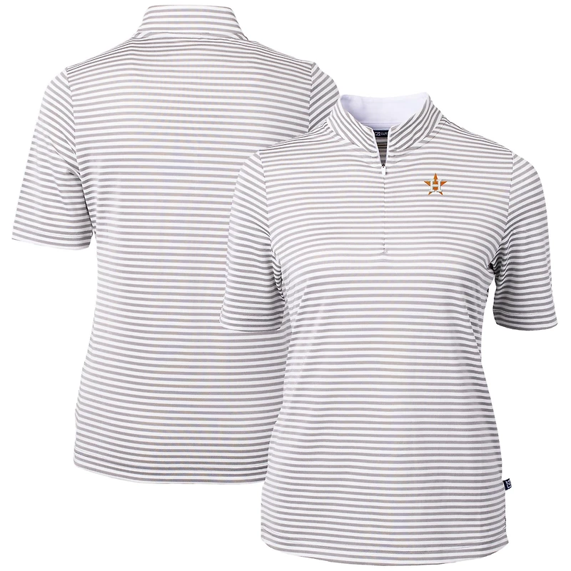 Women's Cutter & Buck  Gray Houston Astros Virtue Eco Pique Stripe Top