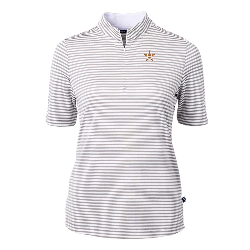 Women's Cutter & Buck  Gray Houston Astros Virtue Eco Pique Stripe Top