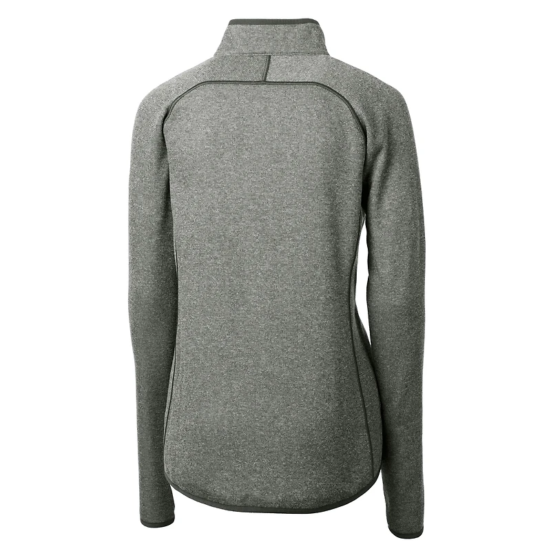Women's Cutter & Buck Heathered Gray Houston Astros Mainsail Sweater-Knit Full-Zip Jacket