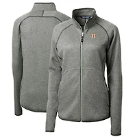 Veste en tricot à fermeture éclair intégrale pour femme, couleur gris chiné, Cutter & Buck, des Astros de Houston