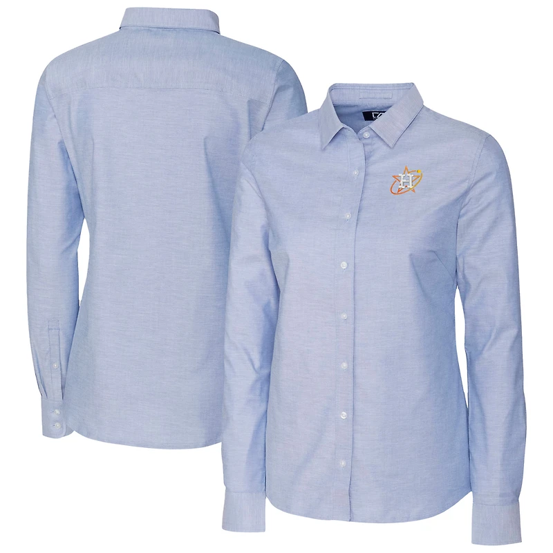 Chemise habillée en tissu Oxford extensible City Connect bleu clair pour femme, Cutter & Buck, Houston Astros
