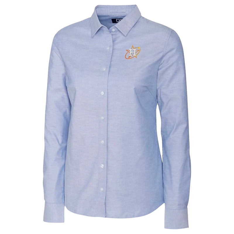 Chemise habillée en tissu Oxford extensible City Connect bleu clair pour femme, Cutter & Buck, Houston Astros