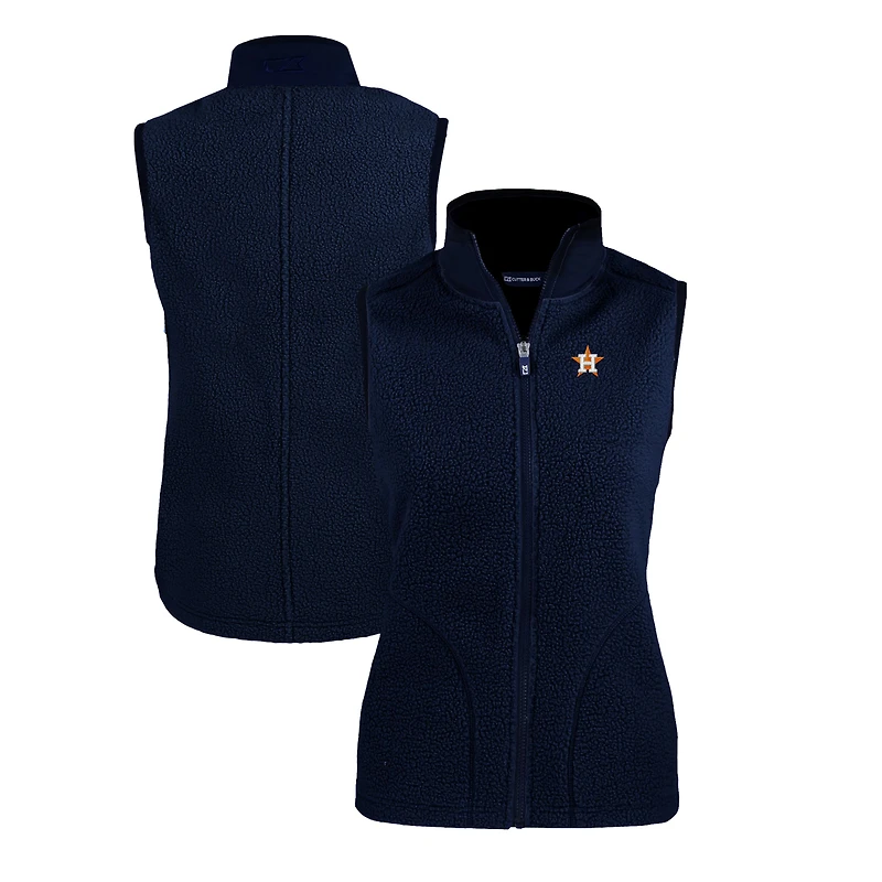 Women's Cutter & Buck  Navy Houston Astros Cascade Eco Sherpa Fleece Full-Zip Vest