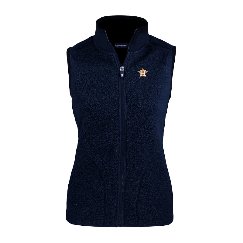 Women's Cutter & Buck  Navy Houston Astros Cascade Eco Sherpa Fleece Full-Zip Vest