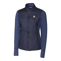Women's Cutter & Buck  Navy Houston Astros DryTec Stealth Hybrid Quilted Full-Zip Windbreaker Jacket