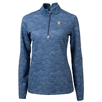 Pull-over extensible à fermeture éclair quart de tour pour femme, bleu marine, imprimé camouflage Traverse des Astros Houston, Cutter & Buck