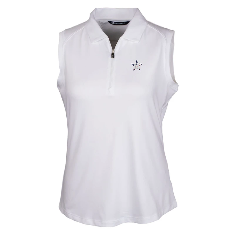 Women's Cutter & Buck White Houston Astros Americana Logo DryTec Forge Stretch Sleeveless Polo