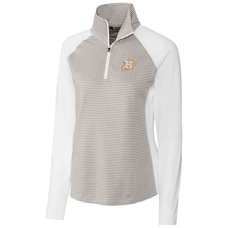 Women's Cutter & Buck  White Houston Astros City Connect Forge Tonal Stripe Stretch Half-Zip Pullover Top